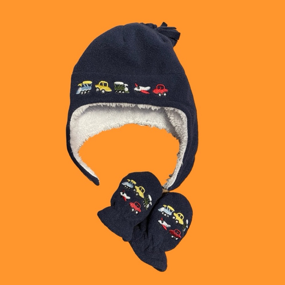 N'Ice Caps Sherpa Lined Micro Fleece Embroidered Hat & Mitten Set